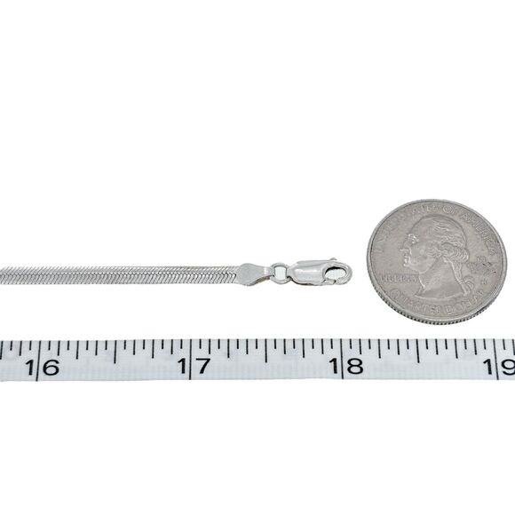 Vintage Italian Sterling Silver 925 3.5mm Herringbone Chain Necklace 18" - Picture 2 of 3